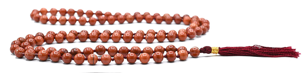 Red Jasper Mala Beads (Red Jasper / Knotted)