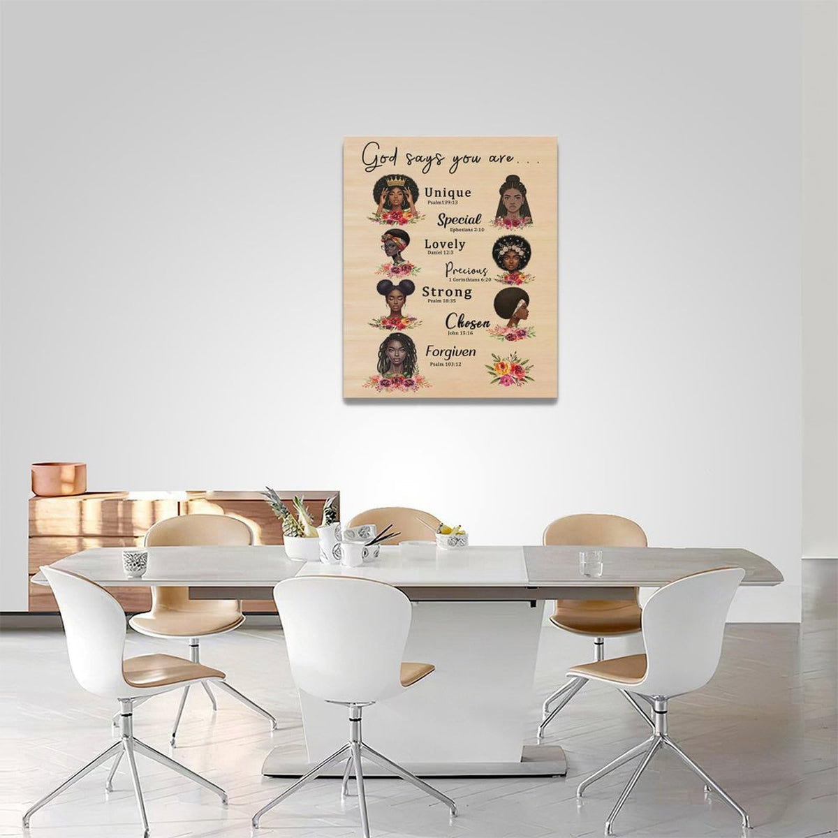 African American God Says You Are Wall Art Black Girl Queen Scripture Pictures Wall Decor Fashion Female Canvas Painting Home Modern Artwork Framed for Bathroom Living Room Bedroom Office 16x20 inch (20L" x 16W" / African)