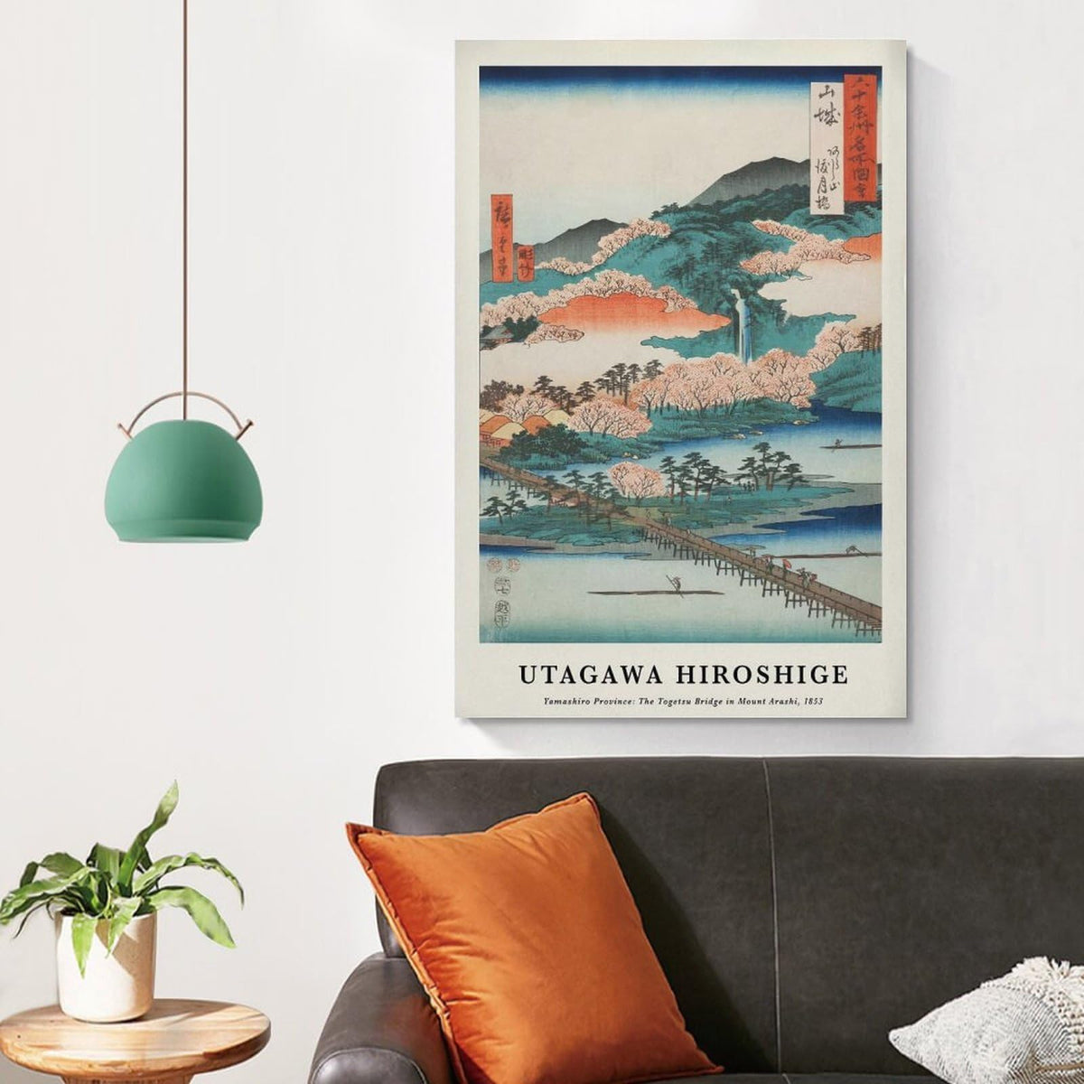 Utagawa Hiroshige Canvas Printing Wall Art Prints Posters Vintage Japanese Woodblock Landscape Togetsu Bridge Arashiyama Scenery Japandi Decor for Living Room Bedroom Office 24x36inch (style-6 / 24x36inch(60x90cm) Unframe)