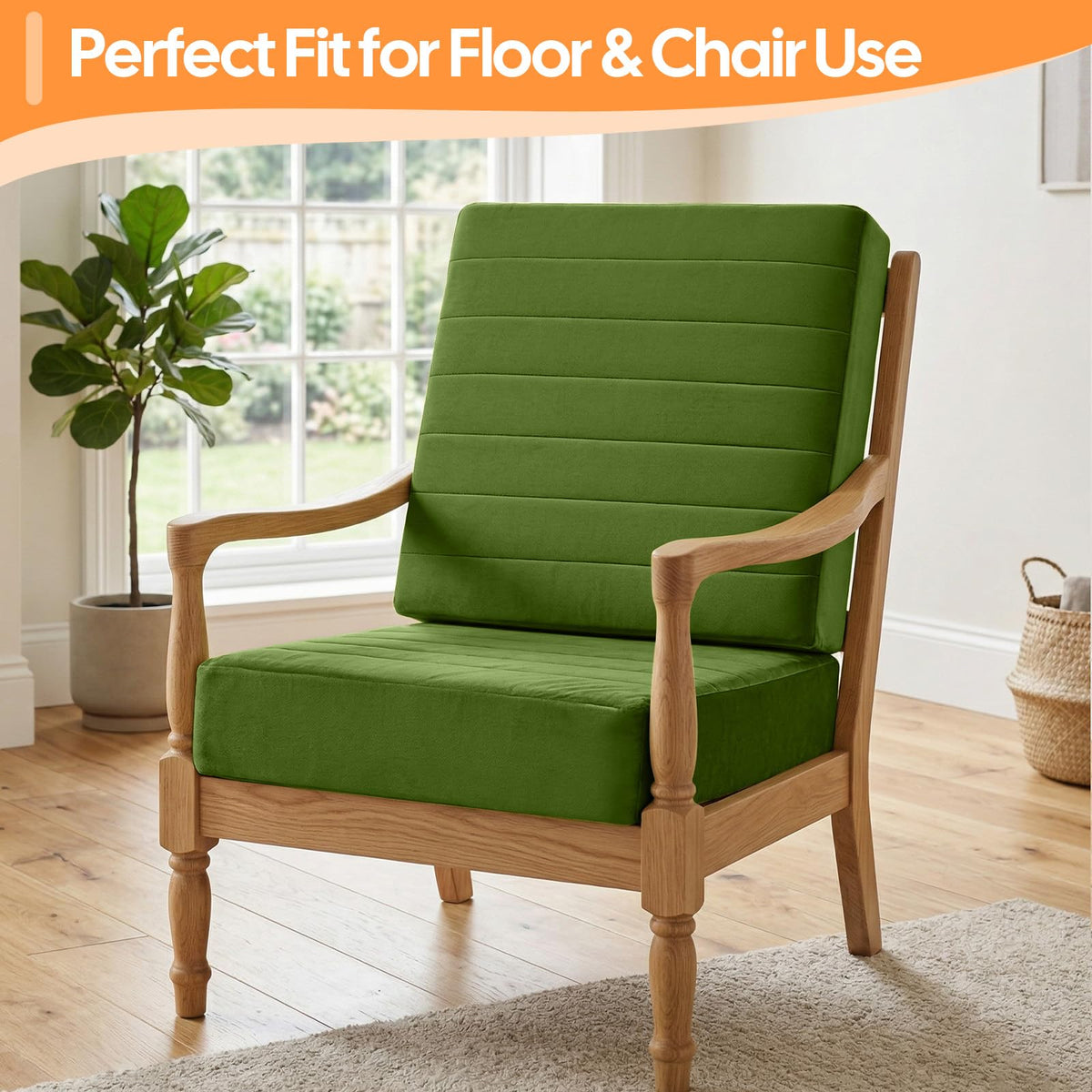 Square Floor Pillows for Adults Kids (22 Inch / Forest Green)