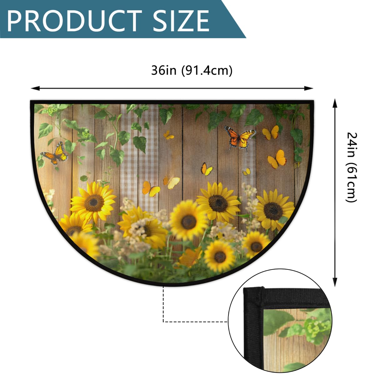 Front Door Mat Indoor Outdoor Entrance (A-11 Butterfly Sunflower Floral)