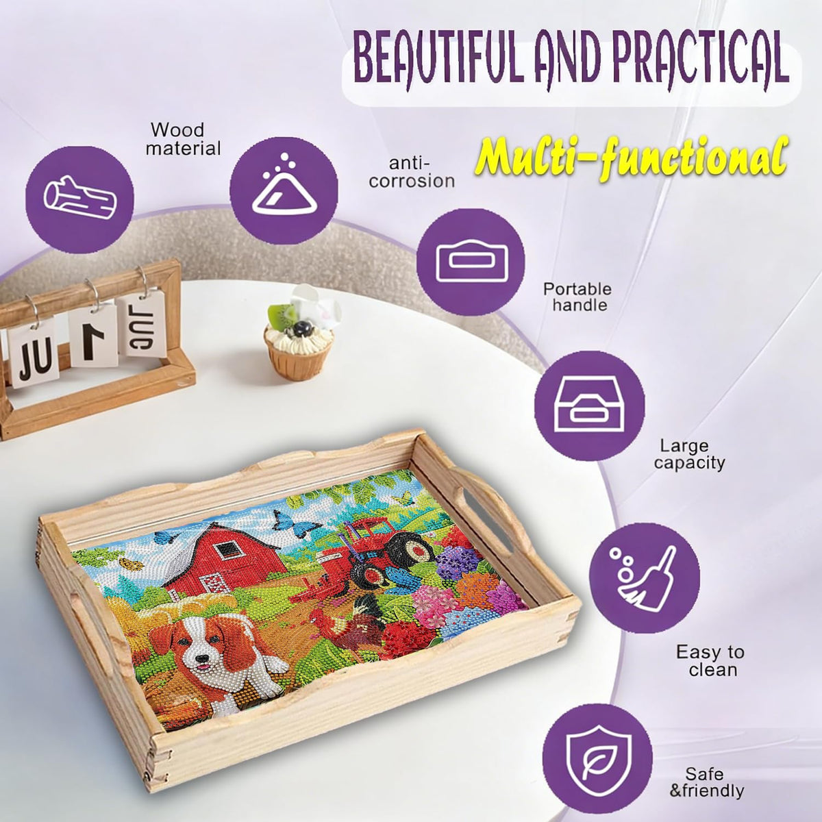 Diamond Art Kits for Adults Wooden Serving Trays with Handles (D Farmhouse CB NEW)