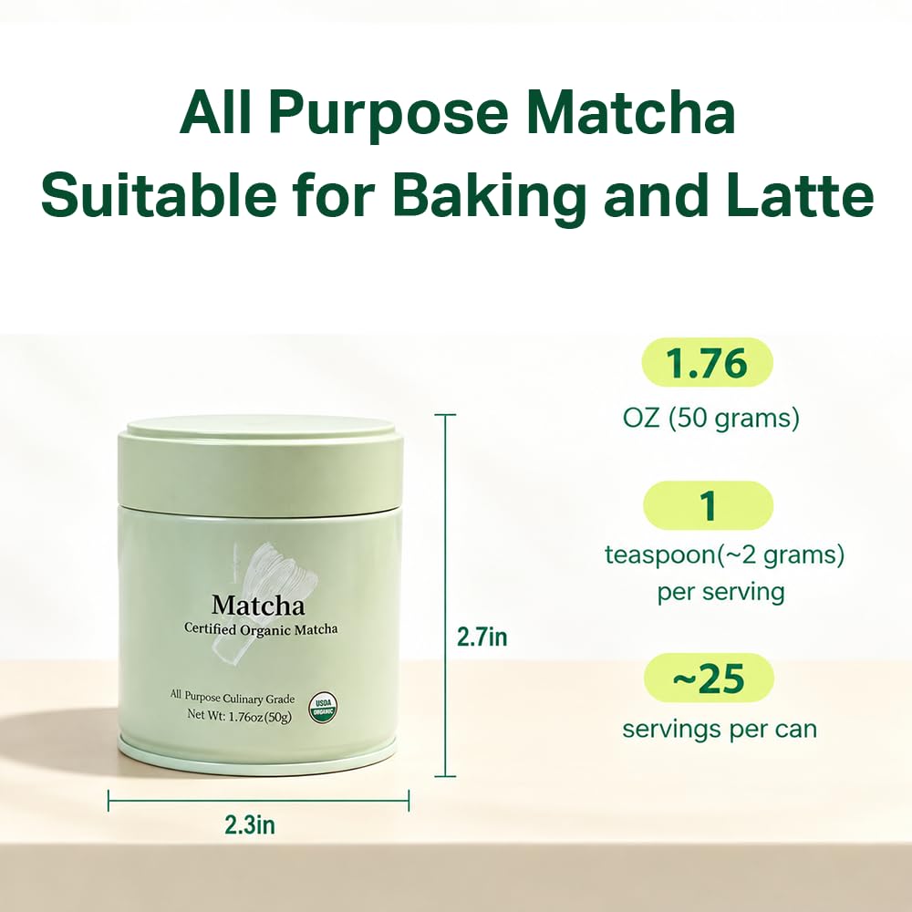 Matcha Powder Premium First Harvest USDA Certified Organic Green Tea Matcha latte