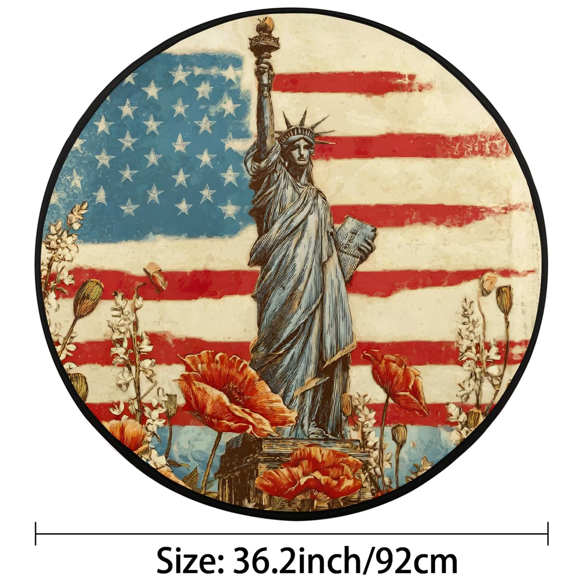 3 Ft Flag Floral Round Rug Circle Area Rugs Circular Door Mat for Indoor (Color39 / 3' (Round))