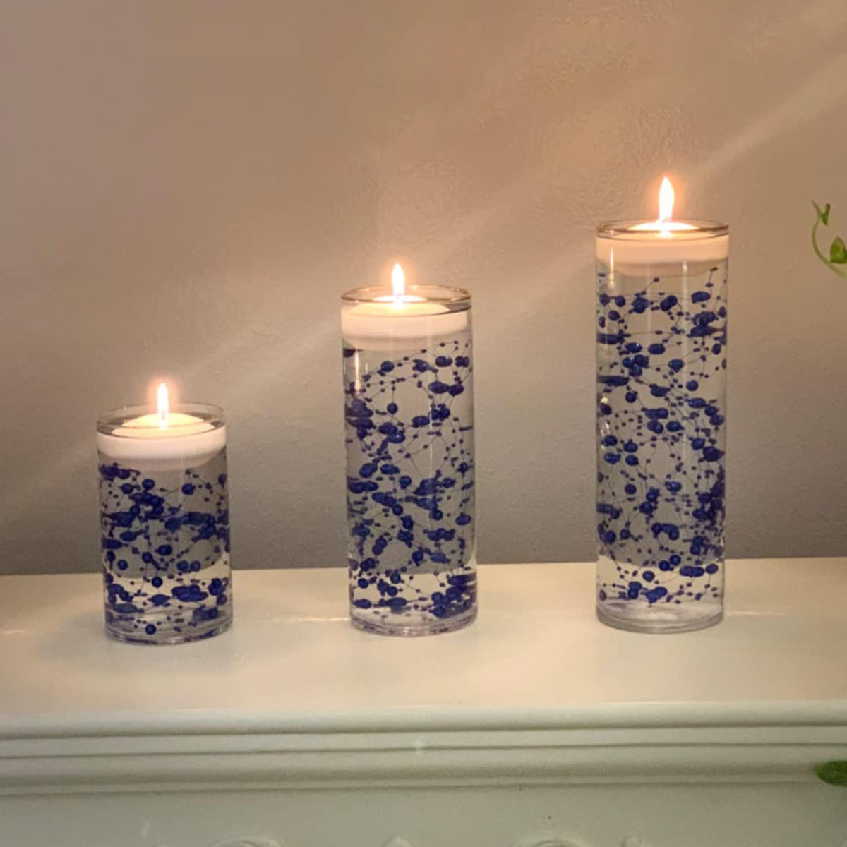 24Pcs Pearl String for Floating Candles Centerpiece (Dark Blue)