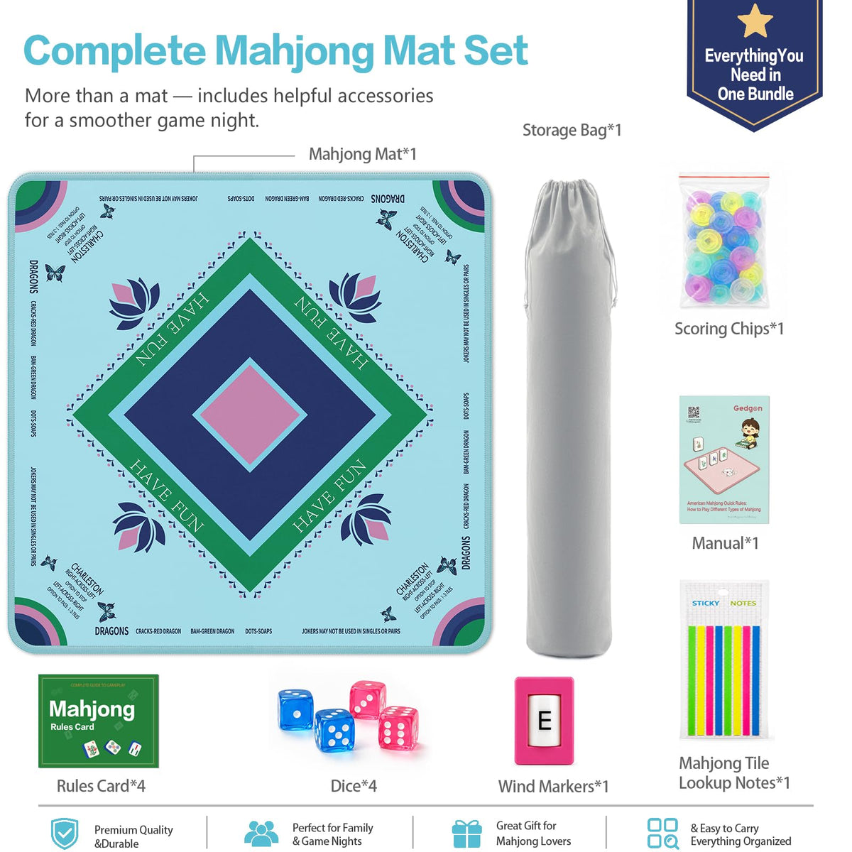 Mahjong Mat Set for American Mahjong (Hehua-set-1)