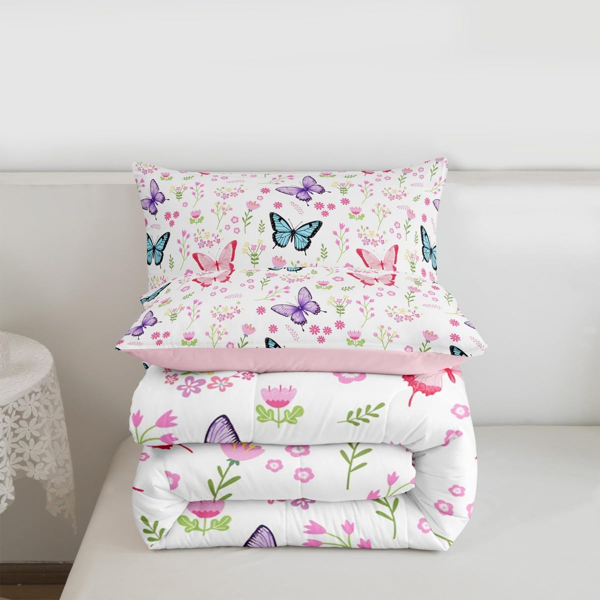 Butterfly Comforter Set Queen Size 3 Pcs for Kids Boys Girls (Multi 809 / Queen)