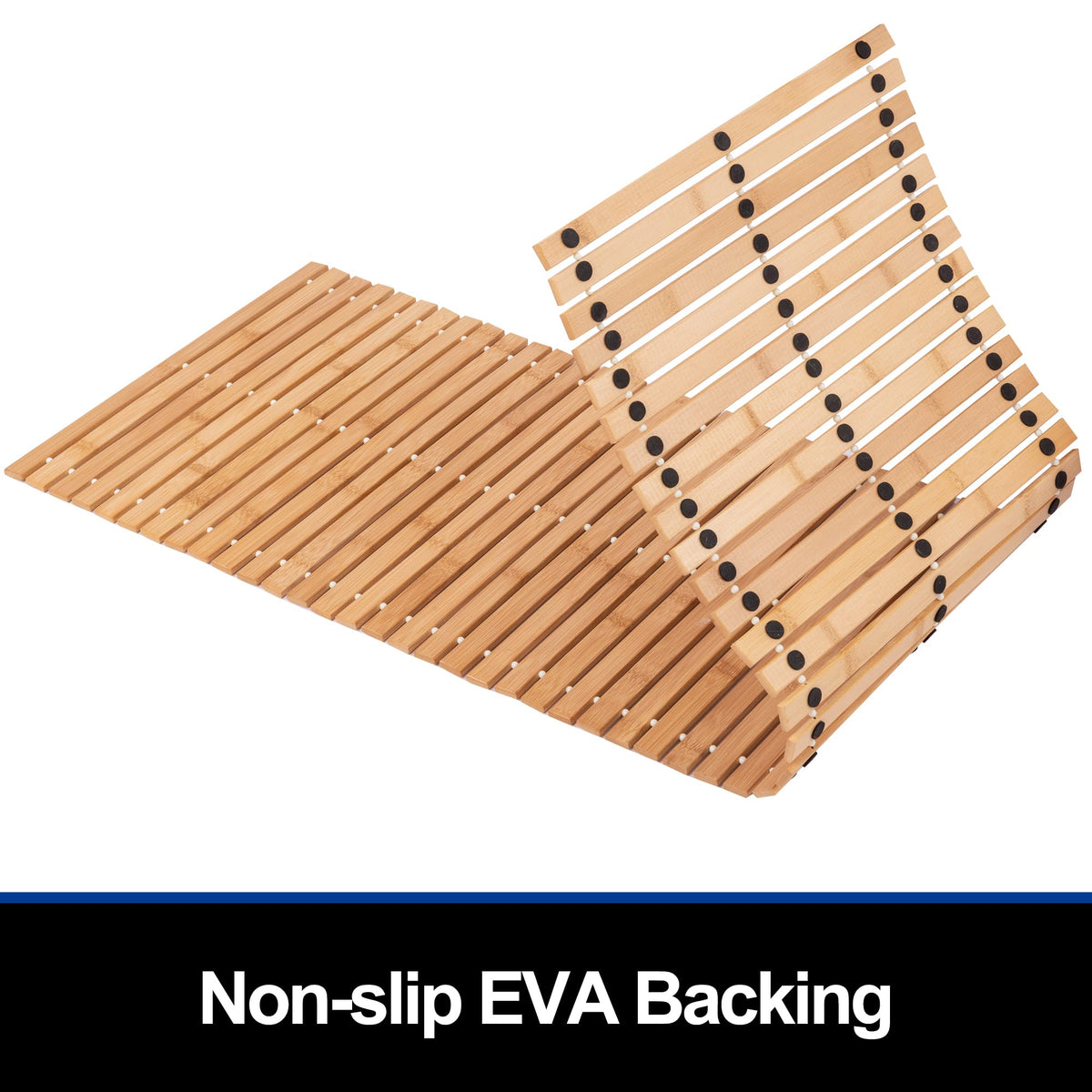 Bamboo Bath Mat Bathroom Runner Long Large Rugs Floor Wood Shower Bathtub Waterproof Non Slip Accessories 16x48 Inch Easy to Clean (Natural Bamboo / 16x48 Inch-1 pc)