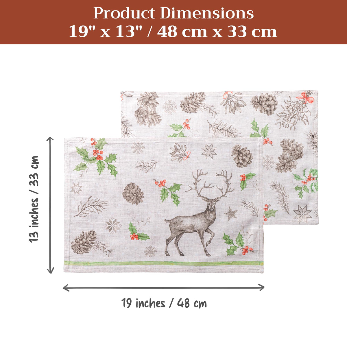 Placemats Set of 4 Reusable 100% Cotton (075 - Christmas Dew / 13" X 19" (Pack of 4))