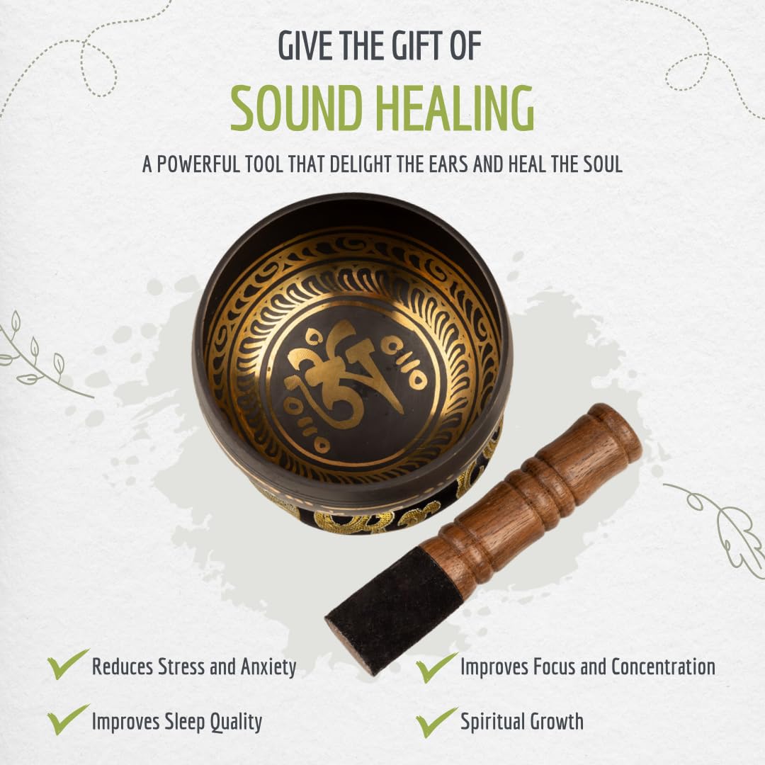 4" Tibetan Singing Bowl Set with Case (Black Set with Travel Case)