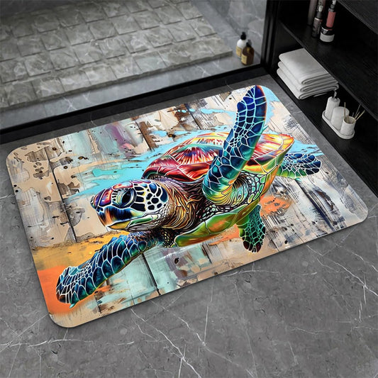 Bath Mat Bathroom Rug (Sea Turtle in Flight- / 16 x 24 inches)