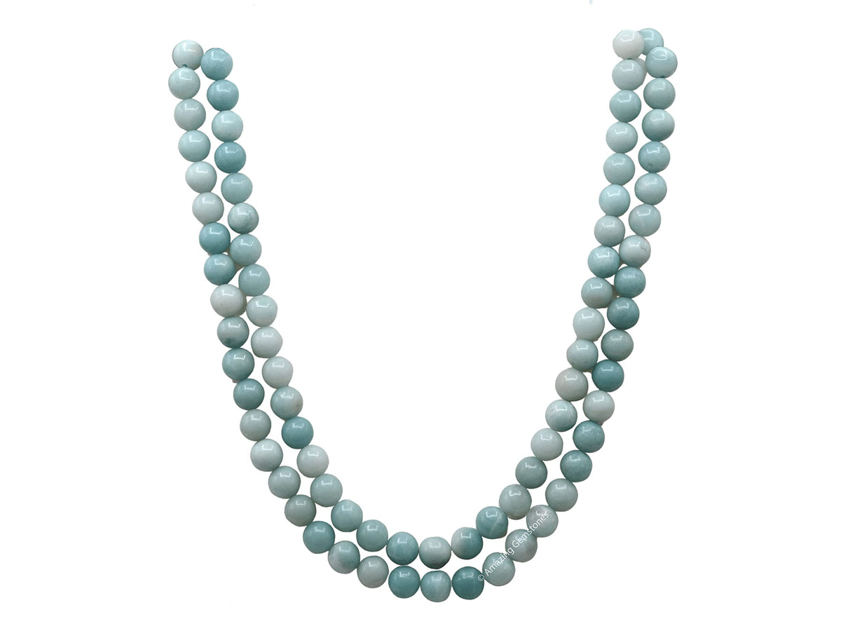 Amazonite Buddhist Prayer Beads Japa Mala with 108 Meditation Beads (Without Knots / Amazonite)