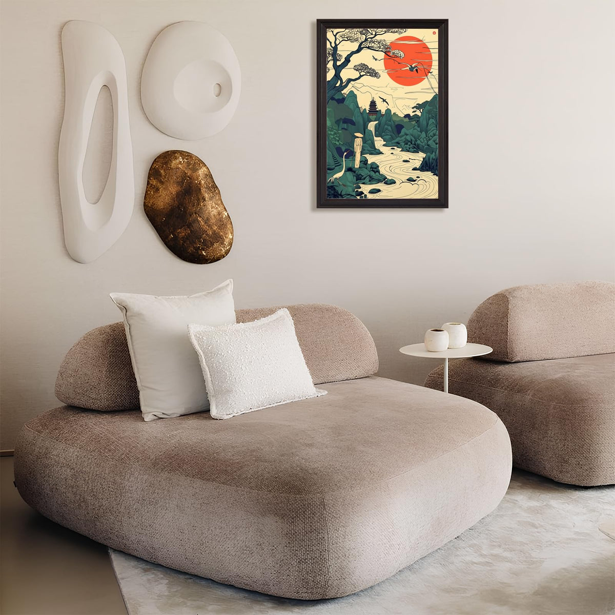 Retro Japanese Ukiyo (Black 04 / 24"L x 36"W)