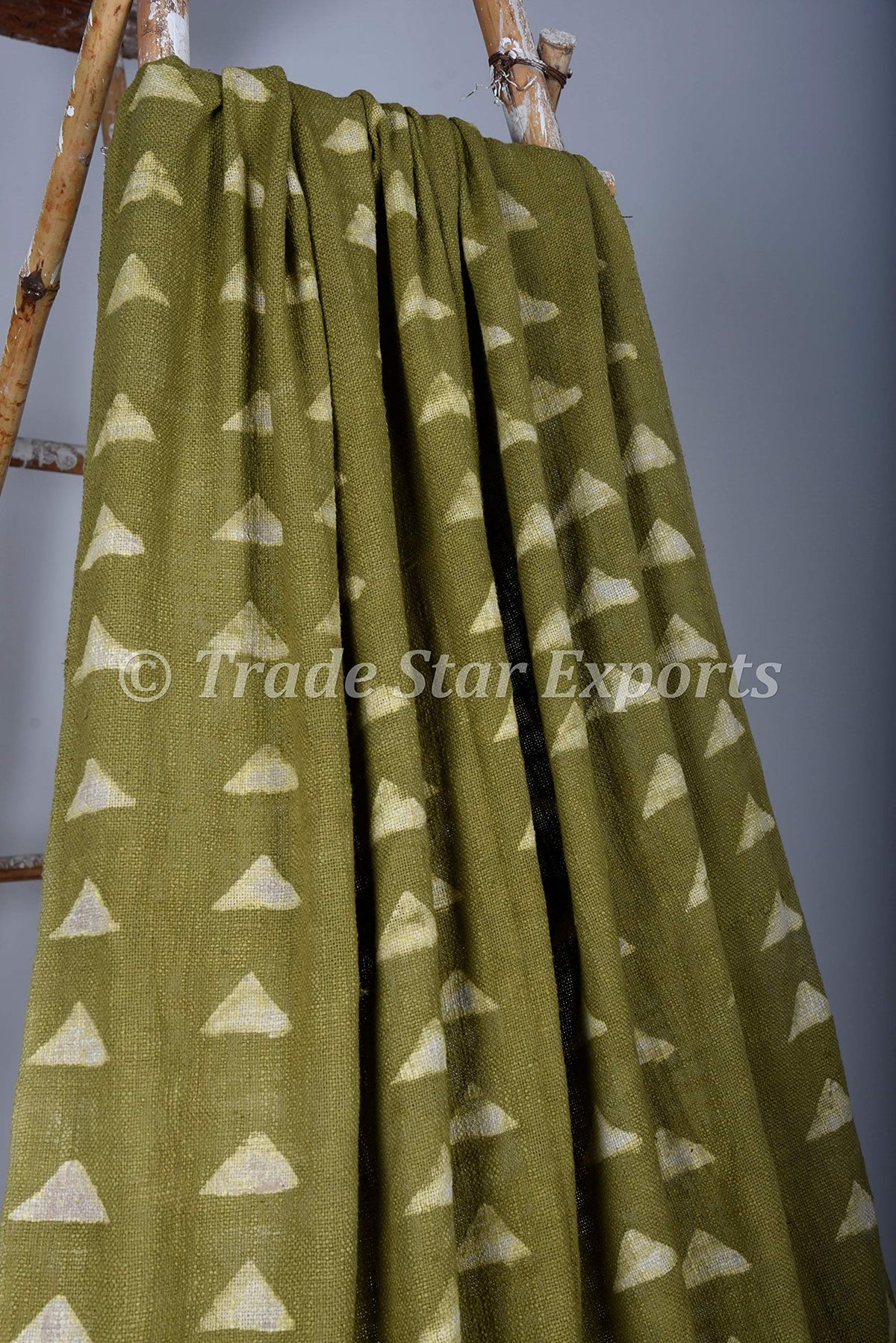 Mud Cloth Print Throws Handloomed Housewarming Wedding Gifts Block Print Blanket 100% Cotton Soft Tassel Blanket for Home Rustic Wall Decor (Green / Maple (120 x 170 Cms))