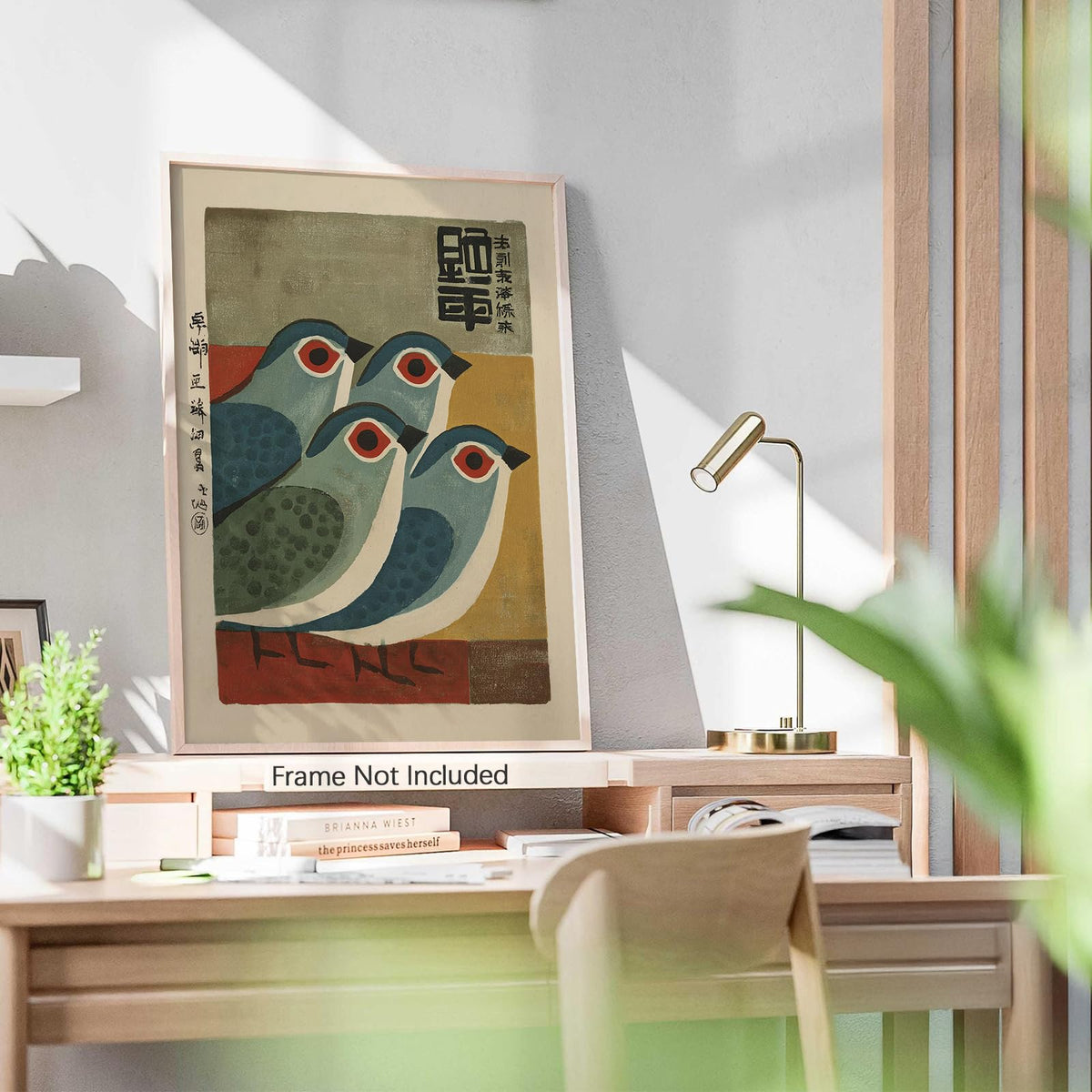Japanese Mid Century Blue Bird Posters Prints Vintage Animal Canvas Wall Art Minimalist Bird Painting Nature Rustic Artwork 20x30in Unframed for Asian Lndie Room Bedroom Living Room Gallery Decor (Unframed / Japanese Picture / 30"L x 20"W)