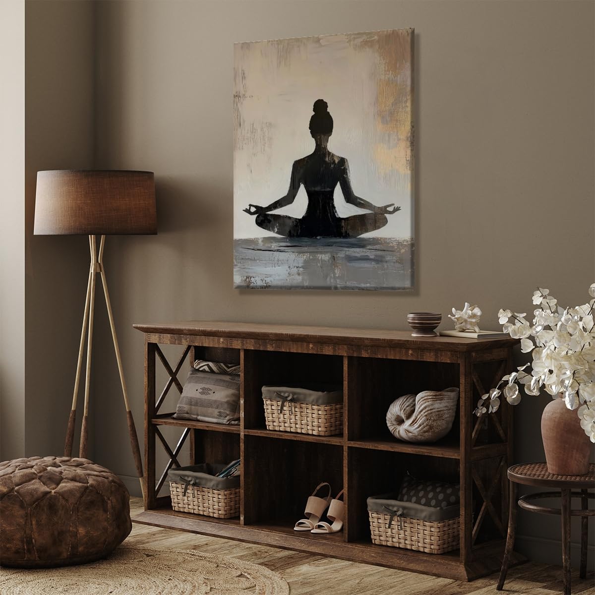 Meditation Wall Art Minimalist Yoga Pose Poster Zen Decor Calming Corner Canvas Prints Mindfulness Wellness Art for Yoga Studio Decor 16x24inch Unframed (style-2-Unframed / 16"L x 24"W - Unframed)