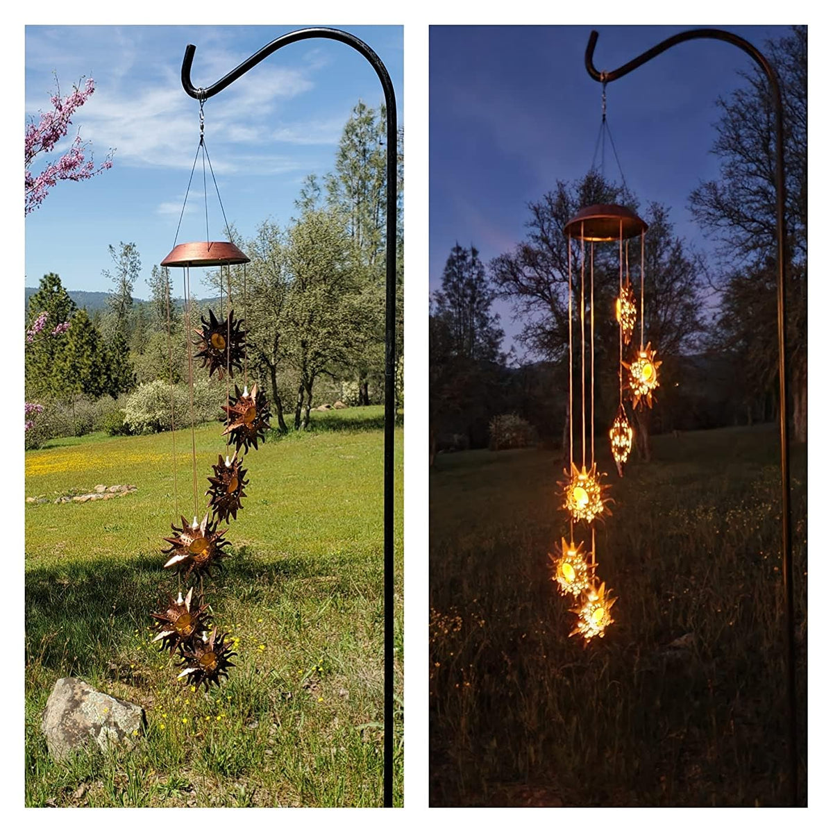 Sun Solar Wind Chimes for Outside Hanging Garden Lights Solar Christmas Decorations Outdoor for Women
