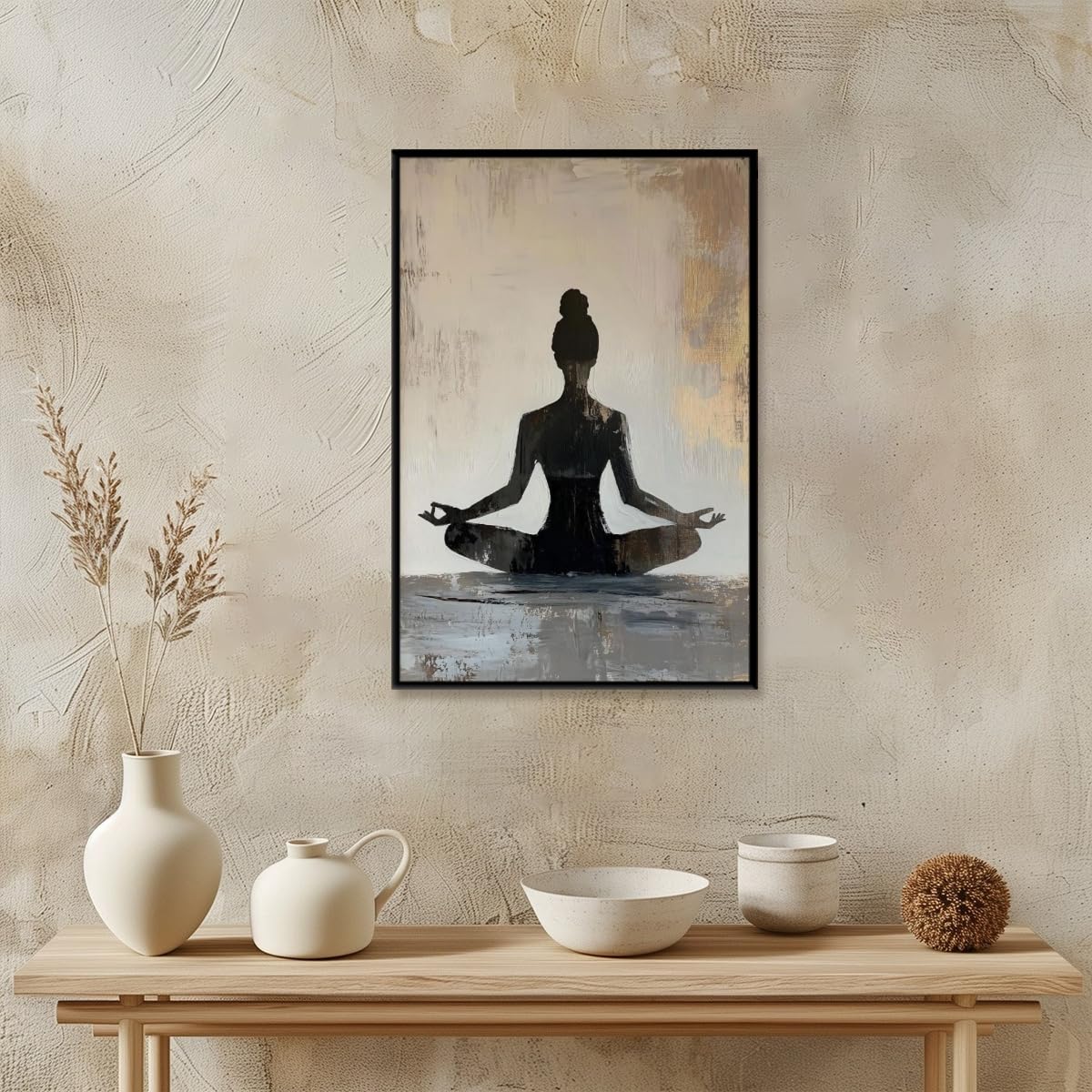 Meditation Wall Art Minimalist Yoga Pose Poster Zen Decor Calming Corner Canvas Prints Mindfulness Wellness Art for Yoga Studio Decor 8x12inch black framed (style-2-black framed / 8"L x 12"W - Black Framed)