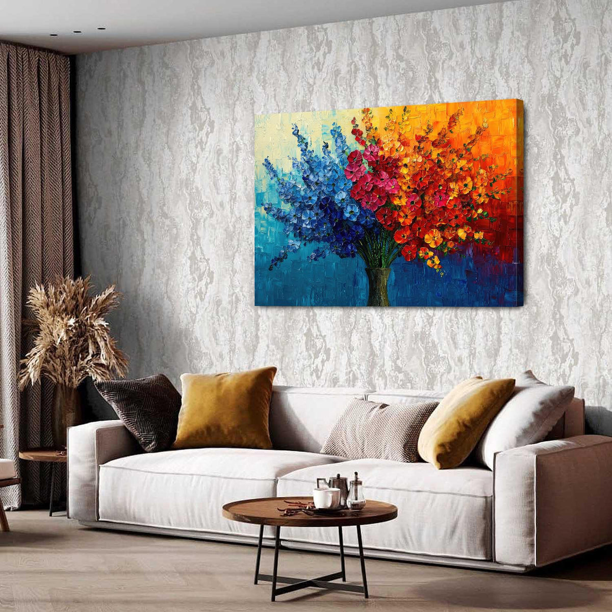 Large Colorful Wildflower Canvas Art Bedroom Daisy Poppy Picture Living Room Wall Decor Abstract Nature Plant Wall Art Bouquet Flower Painting Watercolor Floral Poster Artwork Home Decorations 32x48” (48"L x 32"W / Abstract Bouquet)