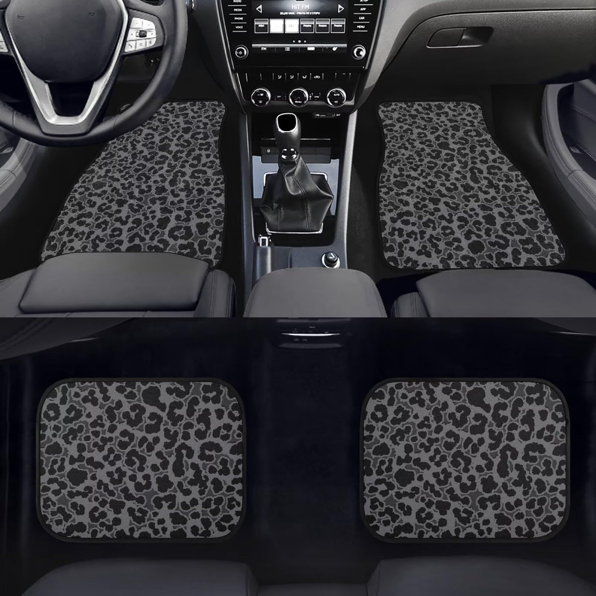 Black Leopard Car Floor Mats for Women Men Non Slip Floor Mats for Cars Rubber Wear Resistant Car Carpet Mat Set Cars Carpet Mat Protector Leopard Automotive Accessories (Black Leopard)
