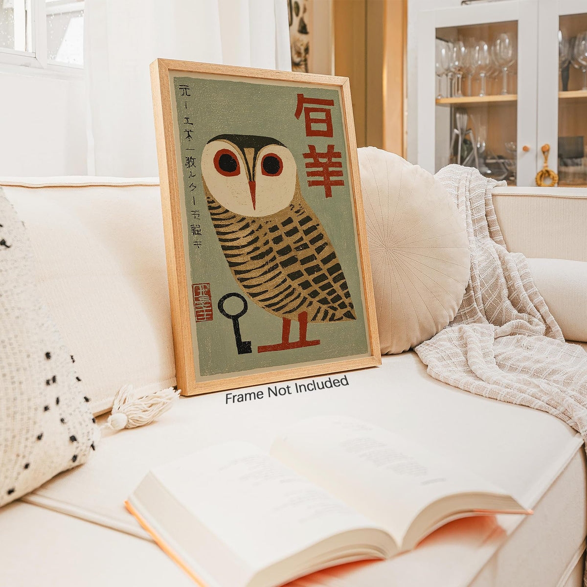 Japanese Animal Poster Prints Vintage Owl Canvas Wall Art Minimalist Bird Painting Nature Rustic Artwork 24x36in Unframed for Mid Century Lndie Room Bedroom Living Room Gallery Decor (Unframed / Japanese Wall Art / 36"L x 24"W)