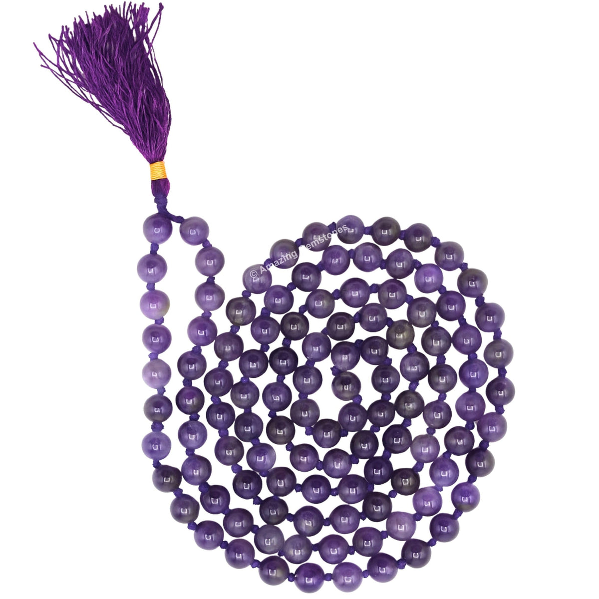 Amethyst Buddhist Prayer Beads Japa Mala with 108 Meditation Beads (Hand Knotted / Amethyst)