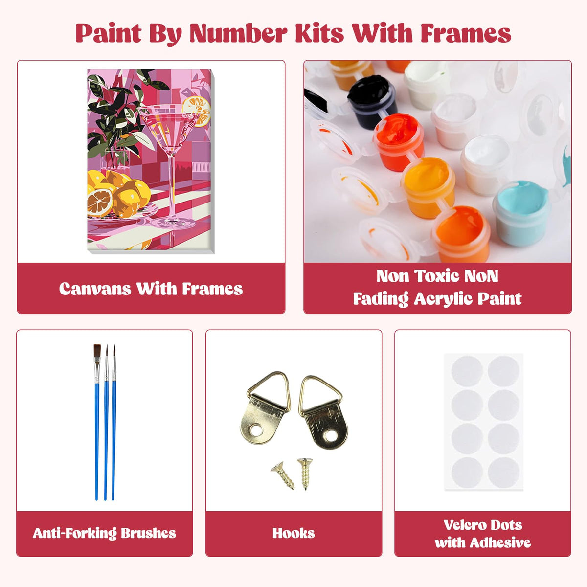 Cocktail Framed Paint by Numbers Kit for Adults