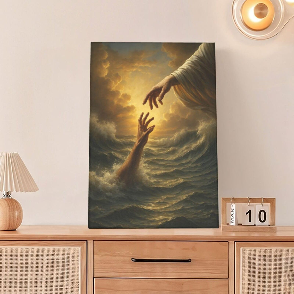 Jesus Wall Art Christian The Hand of God Wall Decor Religious Bible Canvas Paintings Pictures Christ Prints Artwork Framed Decorations For Church Prayer Room Bedroom Living Room Gifts 16" x 24" (Jesus / 24"L x 16"W)