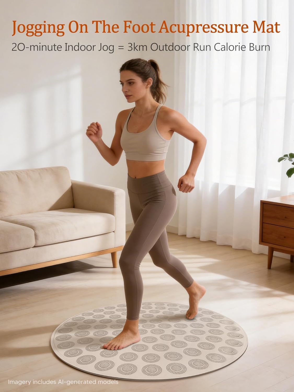 Large 28.35'' Silicone Slow Jogging Mat (Khaki / 28.34 x 28.34 Inch)