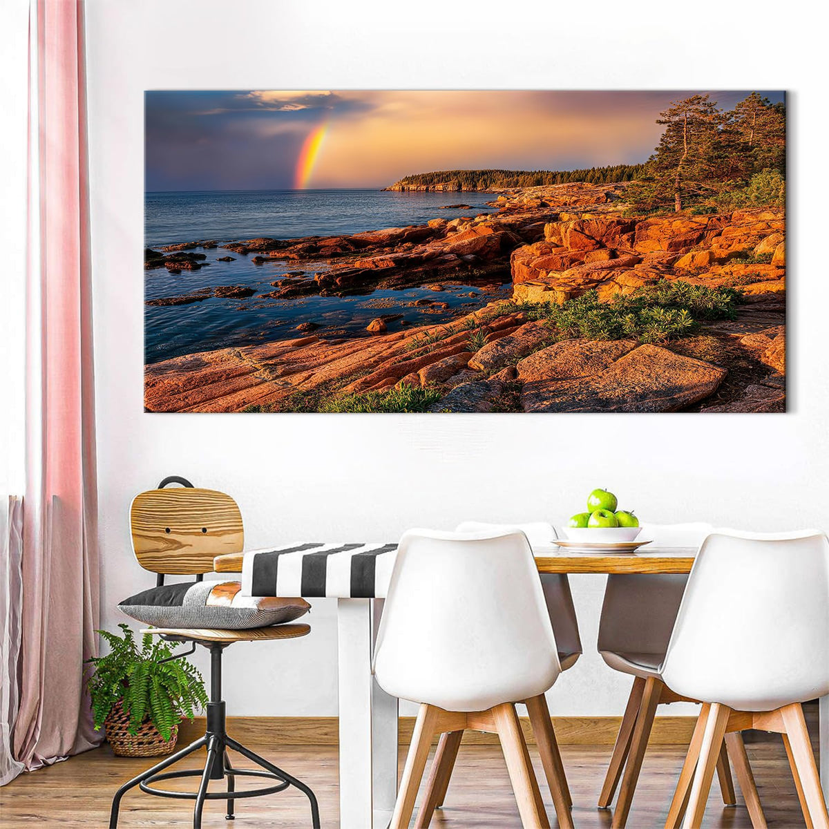 Ocean Beach Wall Art Coastline Picture Living Room Wall Decor Nature Sunset Seascape Canvas Prints Poster Large Acadia National Park Coastline Painting Artwork for Bedroom Home Decoration 30x60” (60"L x 30"W / Field03)