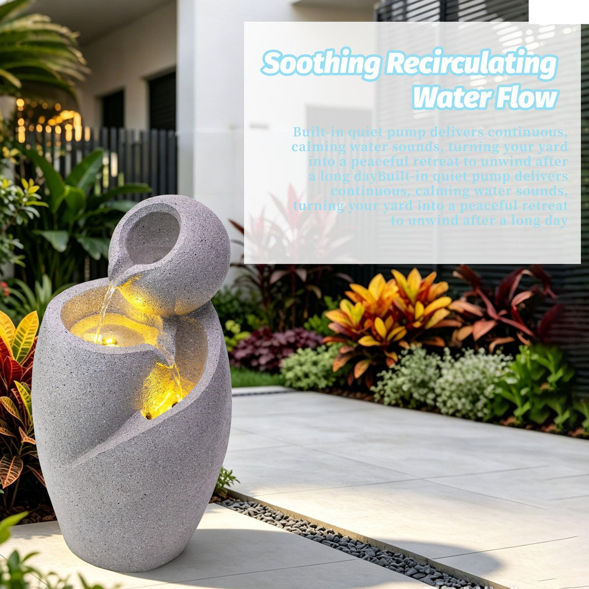 Minimalist Sphere & Vase Outdoor Water Fountain