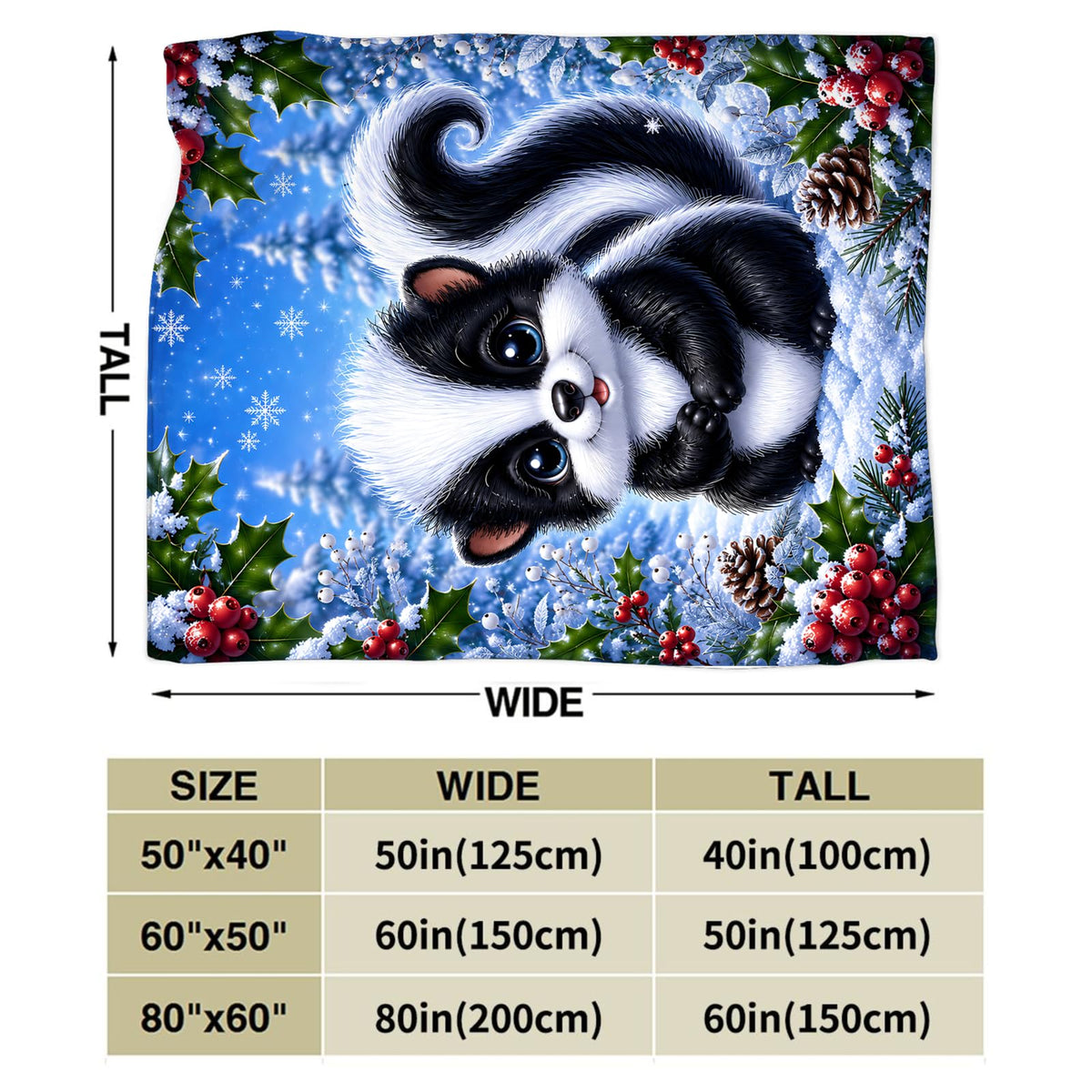 Christmas Skunk Blanket Woodland Animal Gifts Throw Blanket 40"X50" (40"x50" / Skunk)