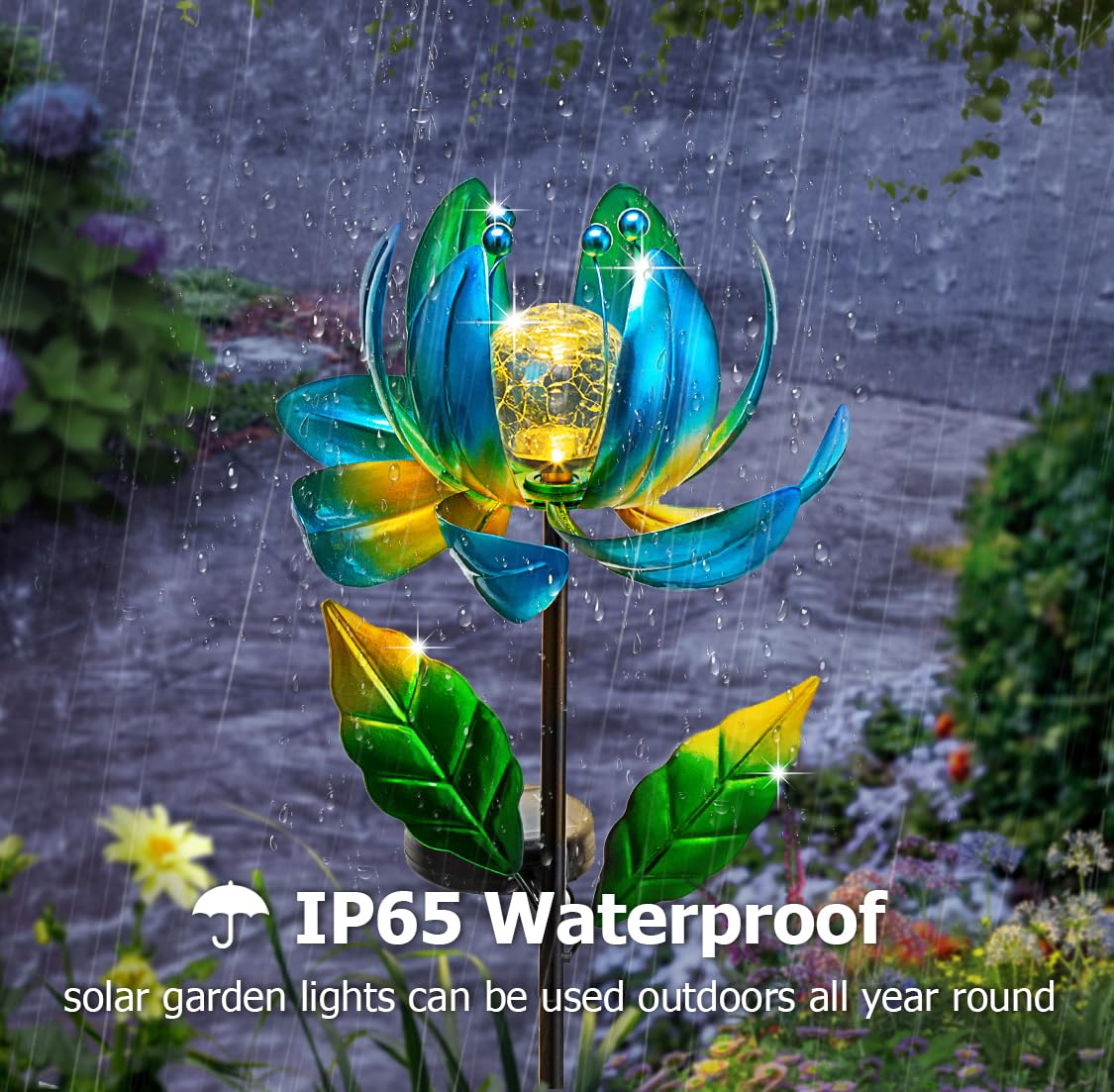 Solar Yard Lights Wind Spinners (Blue-standard)