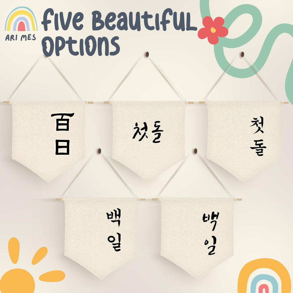100 Days Celebration Canvas Flag Banner Chinese Baby Decor (100 Days-Chinese)