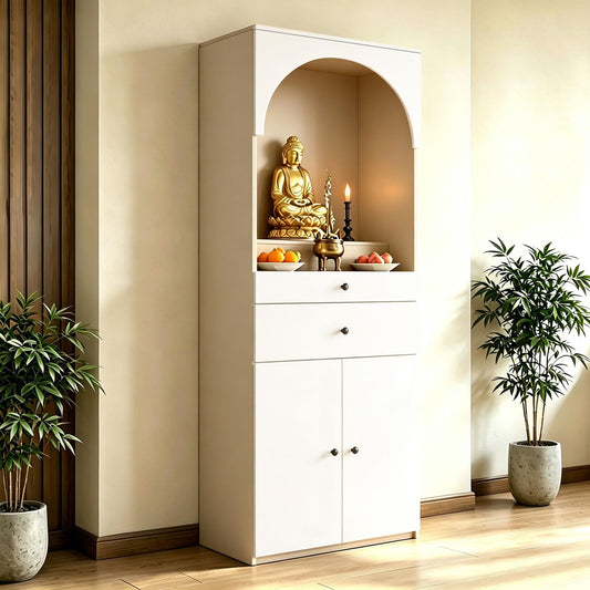 Altar Table Solid Wood (White+beige / 19.7×15.7×65.4in)