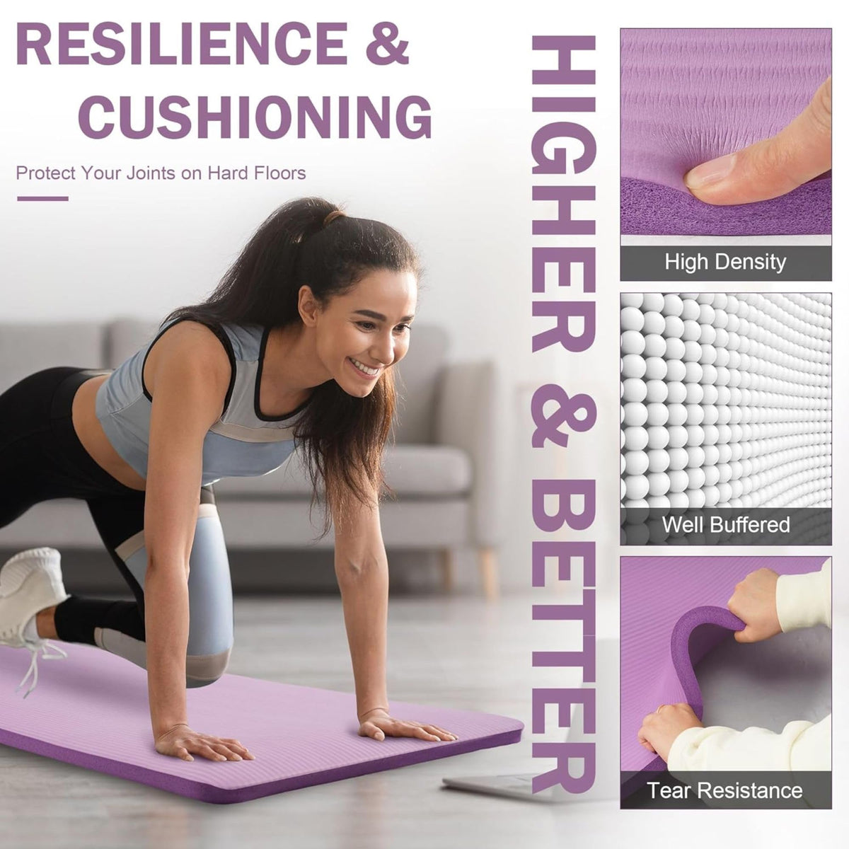 71x24 Inches Extra Thick Yoga Mat 1 (Taro Purple)