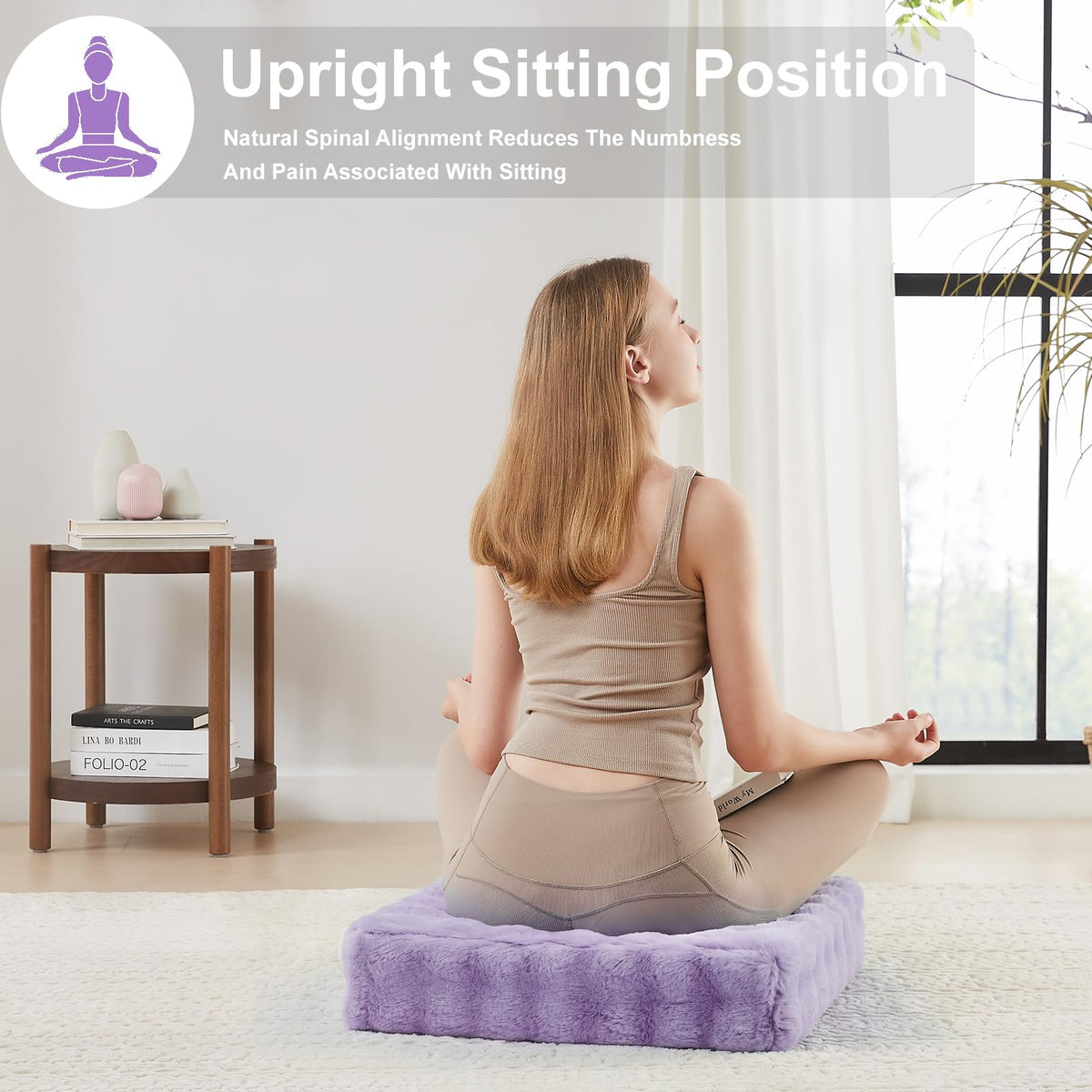 22 inches Floor Pillow for Adults (Light Purple / 1 Count)