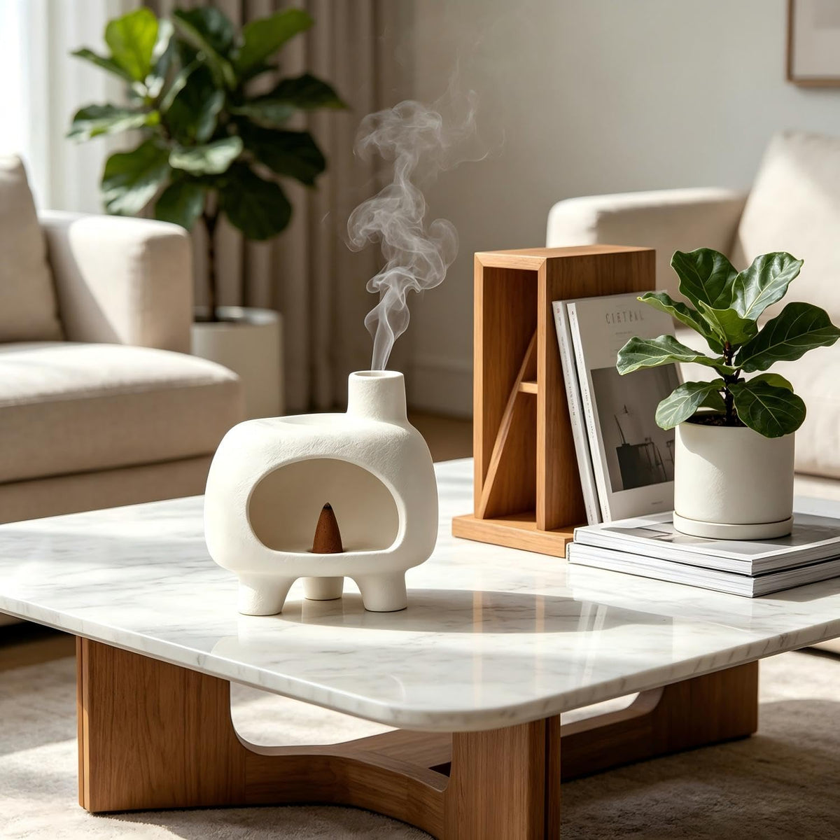 Ceramic Incense Holder (White)