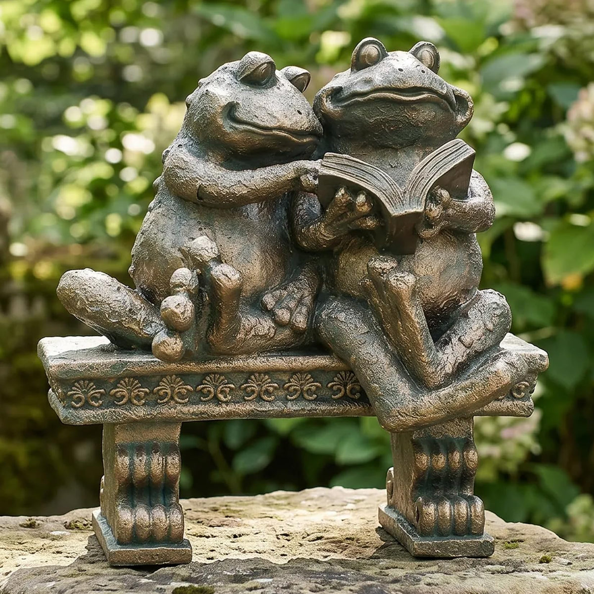 Garden Frog Outdoor Statues Decor (Bronze-colored Frog)