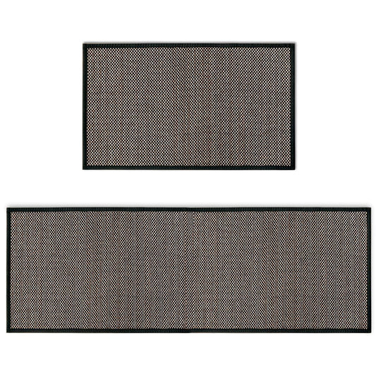 Non Skid Kitchen Rugs and Mats Set of 2 (17" x 29" /17" x 47" / Black)