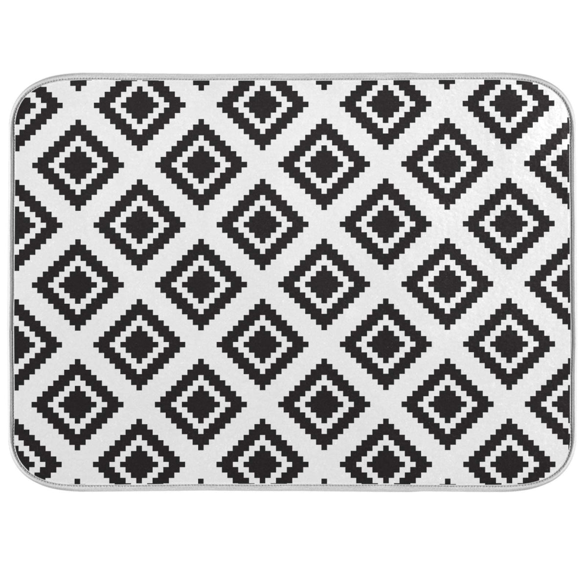 Super Absorbent Dish Drying Mat (Grey Moroccan Rhombus Plaid / 16" x 18")