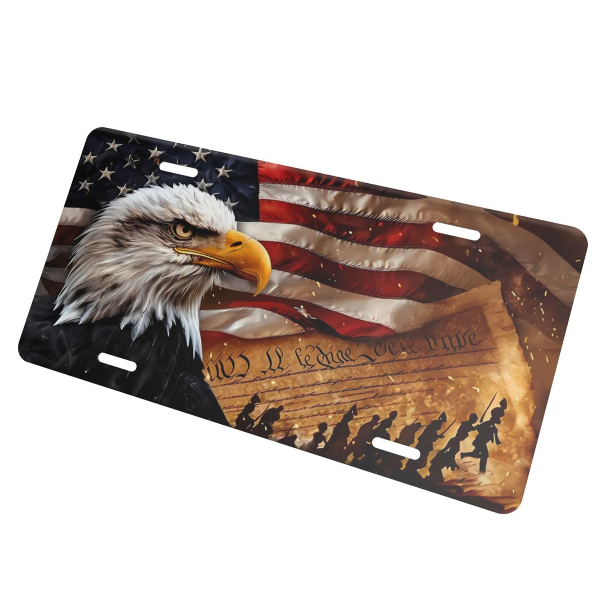 Bald Eagle American Flag We The People Front License Plate Aluminum Decorative License Plates Metal Car Plate 6"X12" Novelty Vanity Tag Cover with 4 Holes Car Decor Accessory (Pink / 6 X 12 Inch)