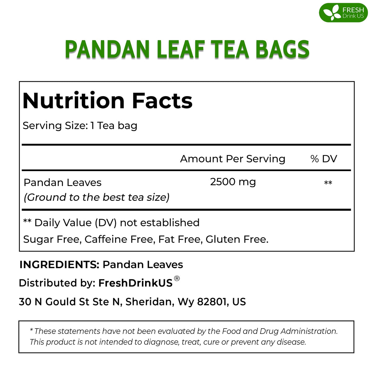Premium Pandan Leaf Tea (55 Tea Bags)