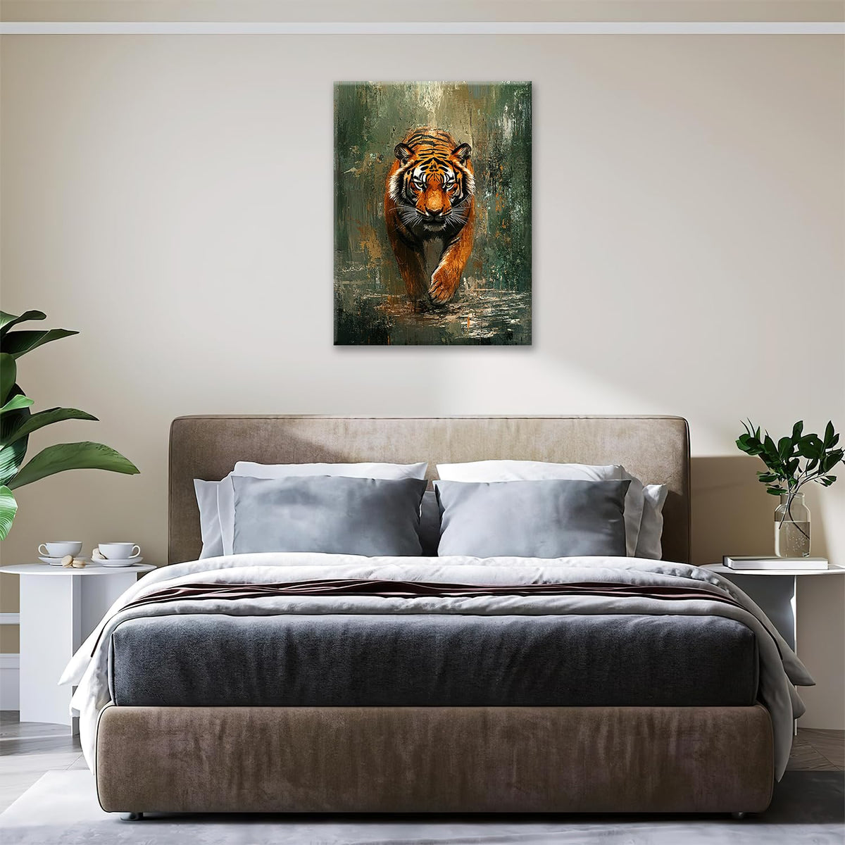 Tiger Canvas Wall Art Wildlife Animal Print Painting Framed ArtWork 16"x20" (Tiger / 20"L x 16"W)