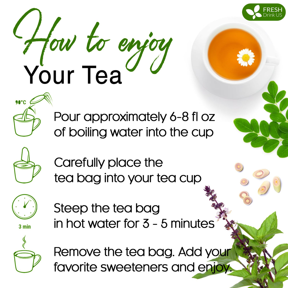 Premium 55 Tea Bags Tulsi Moringa Lemongrass (55 Tea Bags)