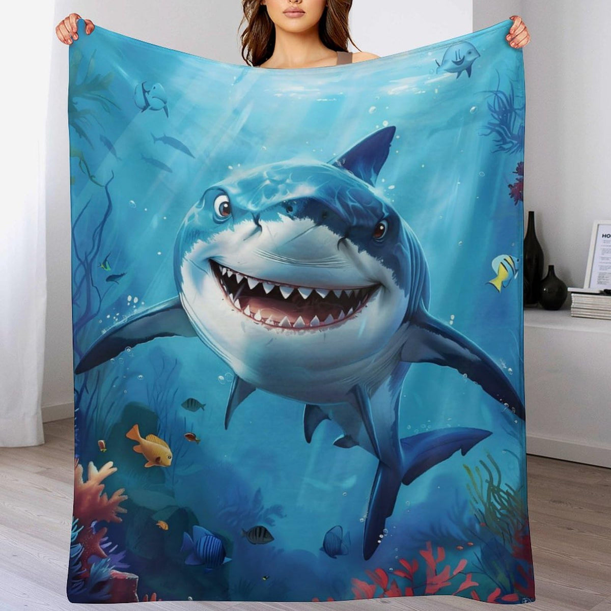 Shark Blanket Ocean Fleece Throw Blanket Shark Gift Stuff Pictures Decor Blankets Gifts Fuzzy Plush Super Soft Cozy Warm for Girls Boys Kids Women 60"x80" (60"x80" / Shark)