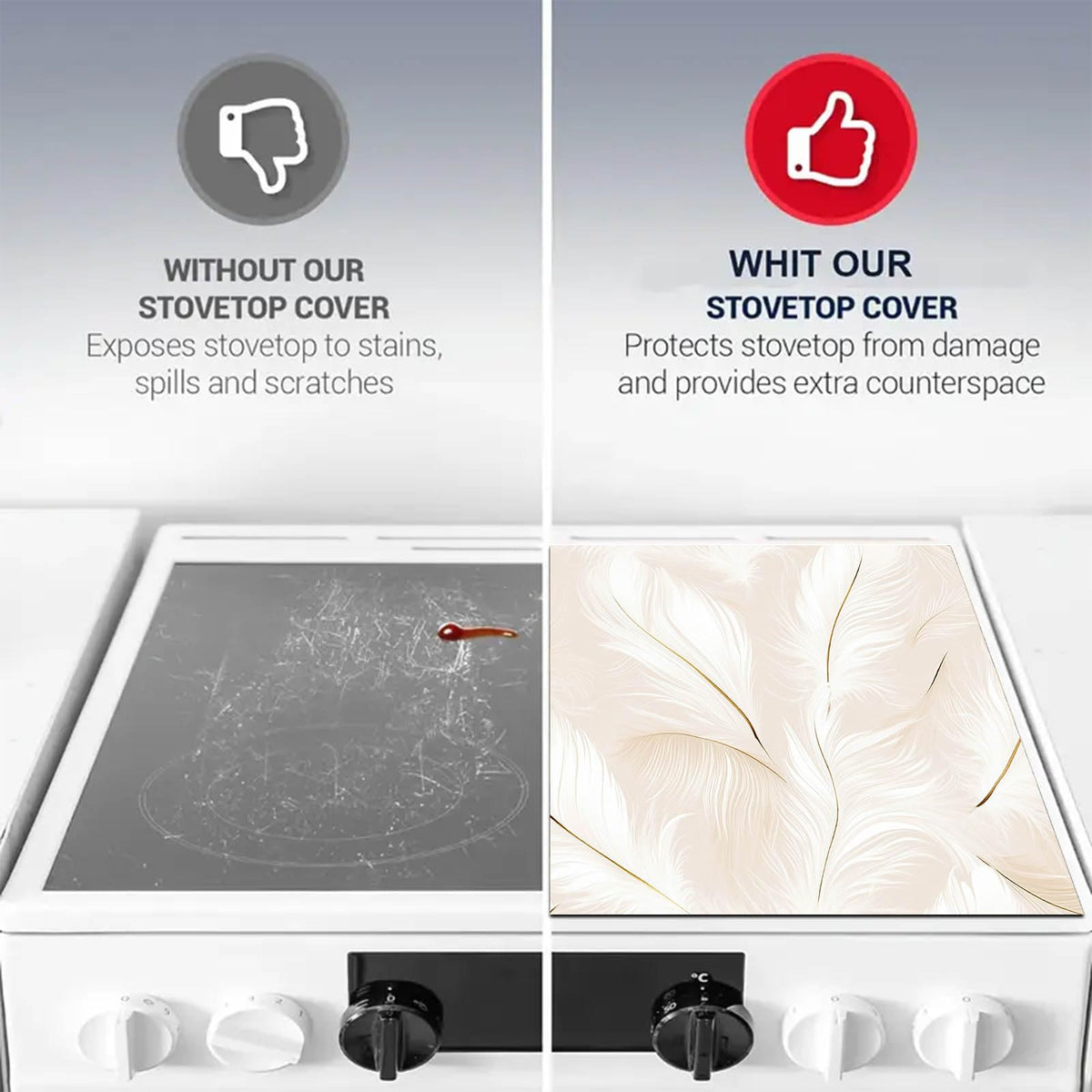 White Feather Stove Top Cover 28x20 Diatomite Heat Resistant Mat