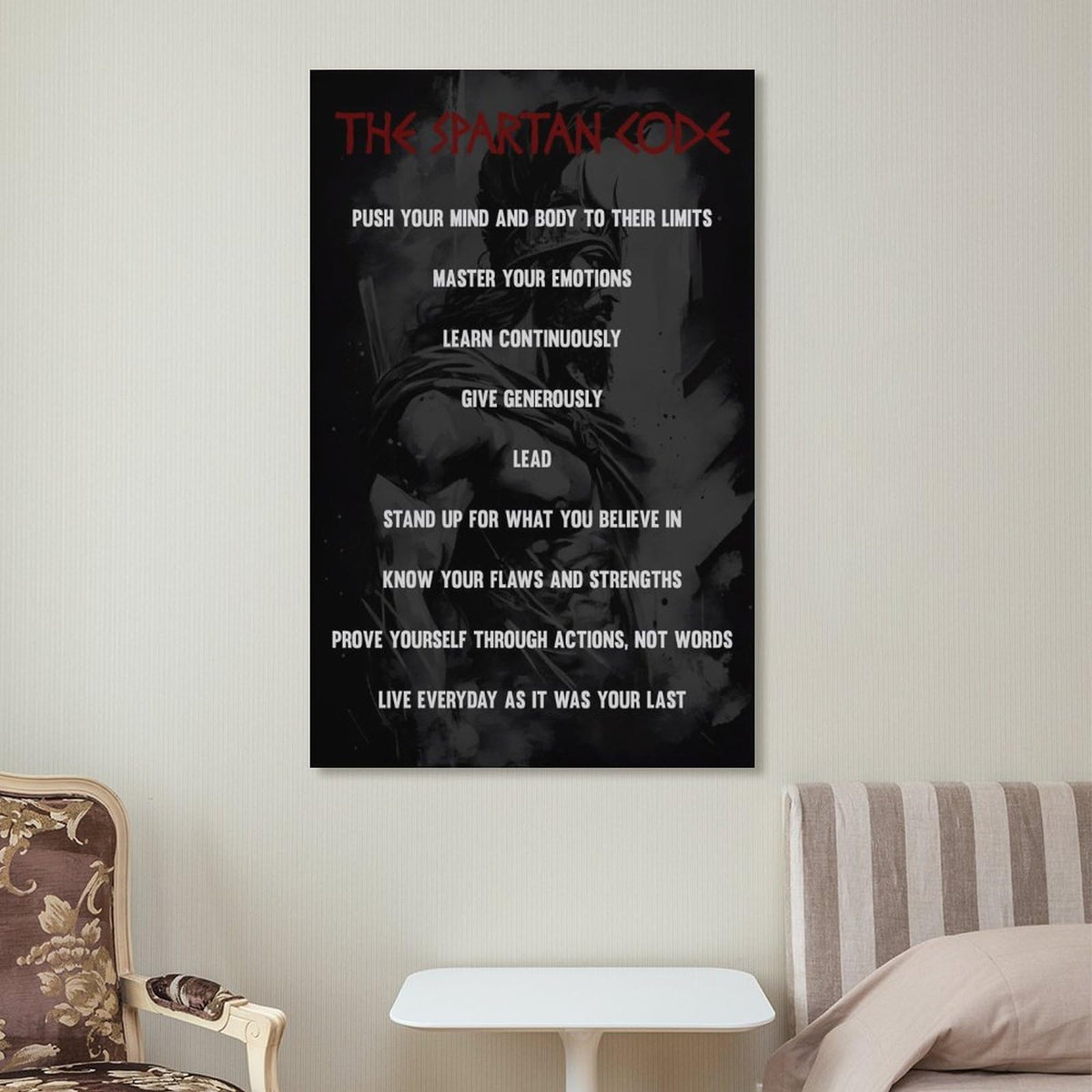 The Spartan Code Abstract Art Printed Canvas Printing Wall Art Prints Wall Decor Posters Dark Warrior Philosophy Motivational Black Red Living Room Bedroom Office Gym Decor 08x12inch (style-11 / 08x12inch(20x30cm) Unframe)
