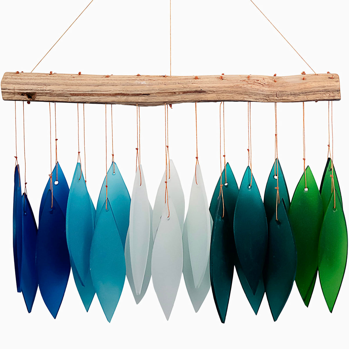 Blue Handworks Gradient Ocean Shades Glass Leaves Wind Chime (Gradient Ocean Shades)