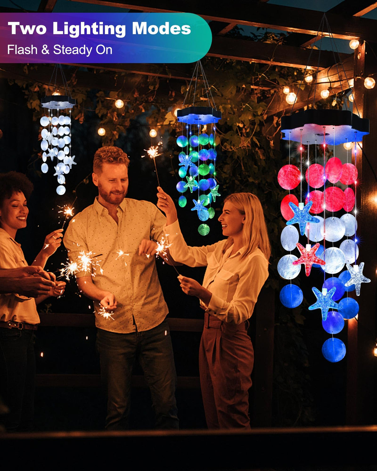 Solar Decorative Lights Outdoor (Red&white&blue)